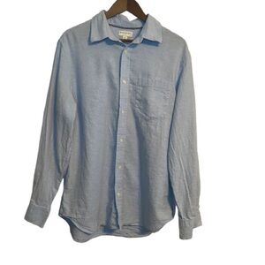 Banana Republic Light Blue Casual Men's Long Sleeve Shirt Linen Cotton Blend
